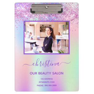 Porte-bloc Parties scintillant rose violet salon de beauté ph