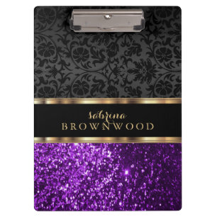 Porte-bloc Parties scintillant violette et Porte - bloc noir