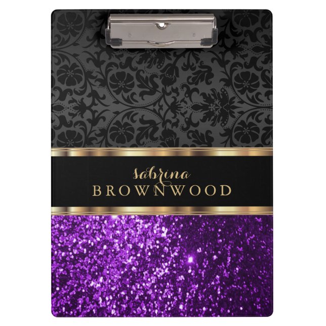 Porte-bloc Parties scintillant violette et Porte - bloc noir  (Devant)