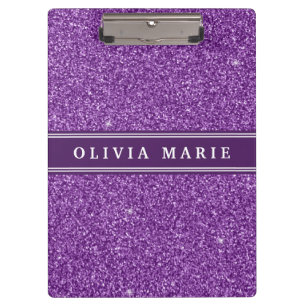 Porte-bloc Parties scintillant violette (faux) Nom personnali