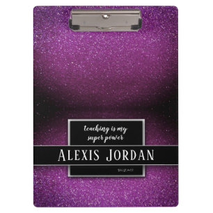 Porte-bloc Parties scintillant violette Noir Blanc Enseignant