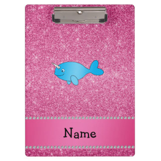 Porte-bloc Parties scintillantes roses narwhal bleues nommées