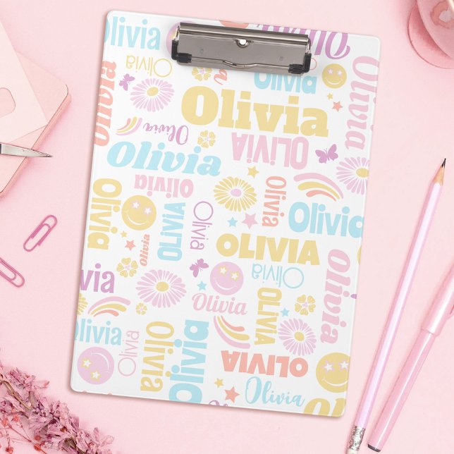 Porte-bloc Pastel preppy smilie faces star nom personnalisé O (Créateur téléchargé)