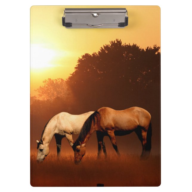 Porte-bloc Pâturage des chevaux à l'aube (Devant)