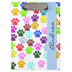Porte-bloc Paws Colorés, Motif Paw, Paws Chiens, Votre Nom