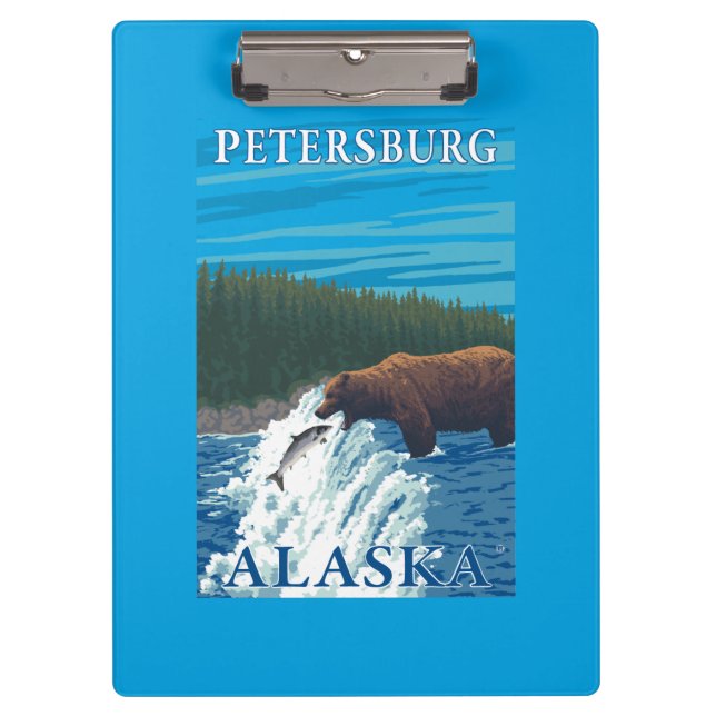 Porte-bloc Pêche d'ours en rivière - Pétersbourg, Alaska (Devant)