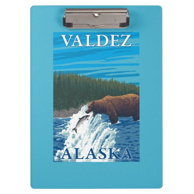 Porte-bloc Pêche d'ours en rivière - Valdez, Alaska (Devant)