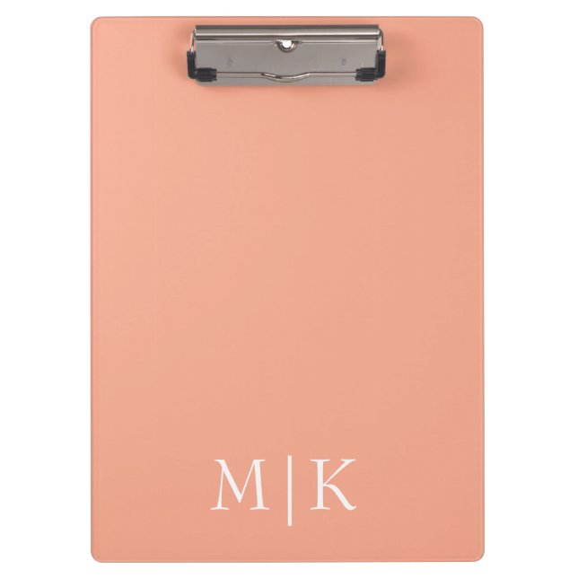 Porte-bloc Pêche et blanc | Monogramme moderne (Devant)
