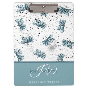 Porte-bloc Peint à la main bleu floral personnalisé