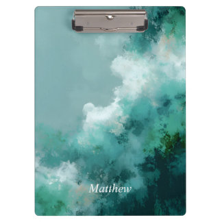 Porte-bloc Peinture Abstraite Verte & Blanche