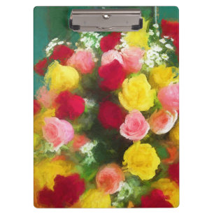 Porte-bloc Peinture Bouquet Rose - Jolie Art Fleur Originale