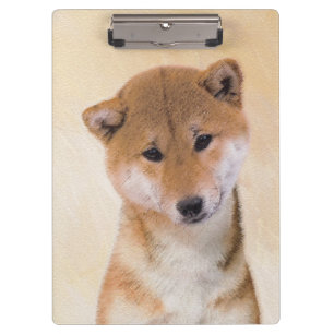 Porte-bloc Peinture de Shiba Inu (rouge) - Art original du ch