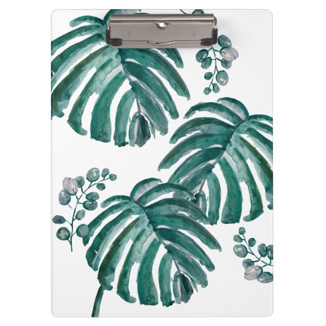 Porte-bloc Peinture tropicale à feuilles vertes botaniques (Devant)