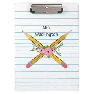 Porte-bloc Pencils Papier portable d'enseignant floral Grèves