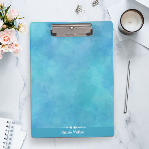 Porte-bloc personnalisé à l'aquarelle bleu aqua