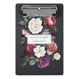 Porte-bloc personnalisé à motif floral foncé vinta