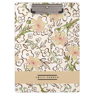Porte-bloc personnalisé à motif floral rose et ver