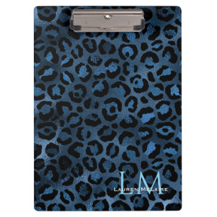 Porte-bloc personnalisé élégant léopard bleu