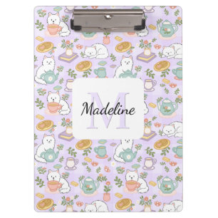 Porte-bloc personnalisé Tea & Bookish Cats Monogra