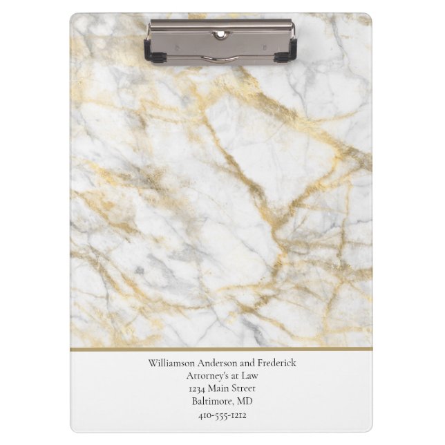 Porte-bloc Personnaliser l'entreprise Marbre gris blanc or (Devant)