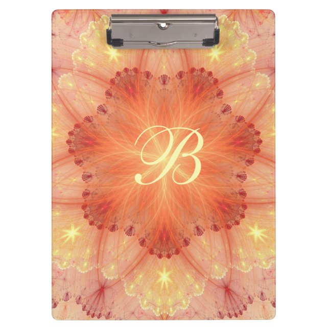 Porte-bloc Pétales de dentelle orange Peinture Monogramme (Devant)