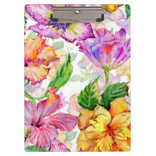 Porte-bloc Photo Hibiscus floral violet orange jaune