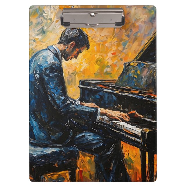 Porte-bloc Piano Player - Peinture à l'huile (Devant)