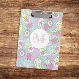 Porte-bloc Pink Girl mignonne Chic Preppy Paisley Monogramme