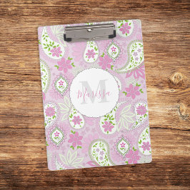 Porte-bloc Pink Girl mignonne Chic Preppy Paisley Monogramme