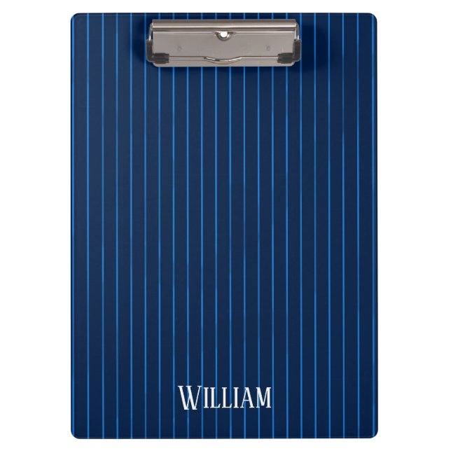 Porte-bloc Pinstripes bleu marine personnalisées (Devant)
