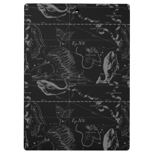 Porte-bloc Pisces Constellation Hevelius 1690 sur Black (Dos)