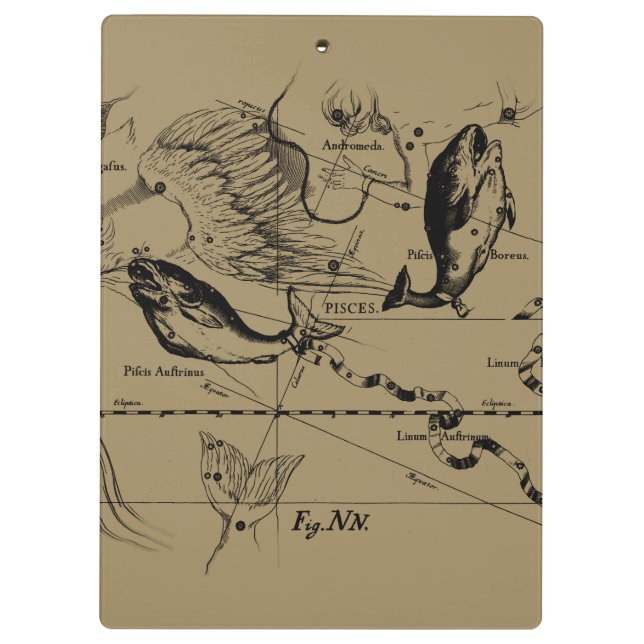 Porte-bloc Pisces Constellation Hevelius 1690 sur Taupe (Dos)