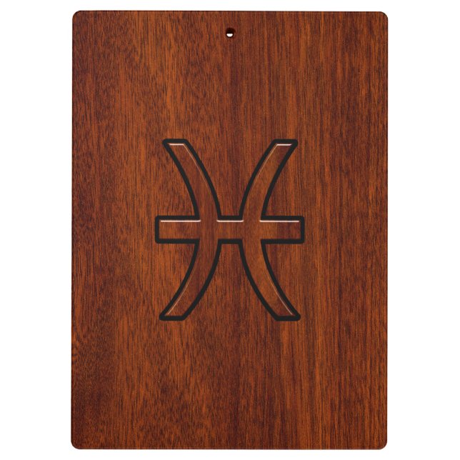 Porte-bloc Pisces Zodiac Connexion en bois acajou style grain (Dos)