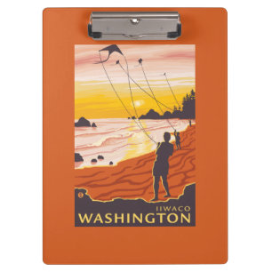 Porte-bloc Plage et cerfs-volants - Ilwaco, Washington