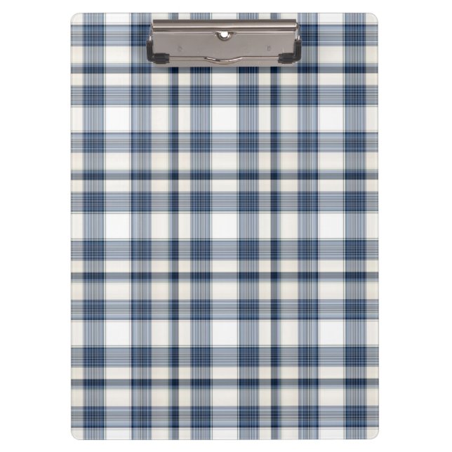 Porte-bloc Plaid blanc bleu 1 (Devant)