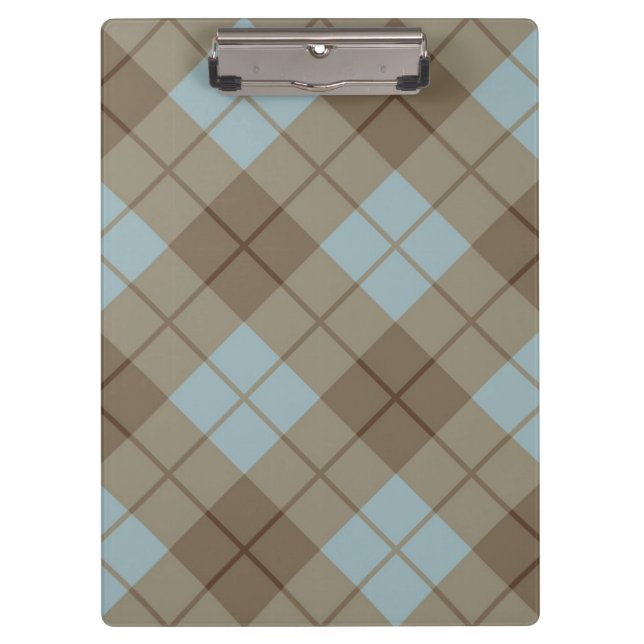 Porte-bloc Plaid polarisé dans le bleu et le brun (Devant)