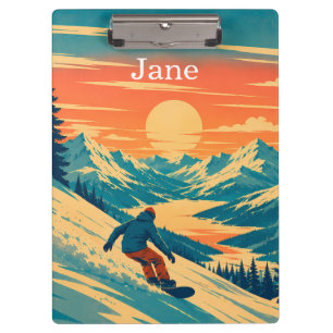 Porte-bloc Planche à neige personnalisée Montagne Coucher de
