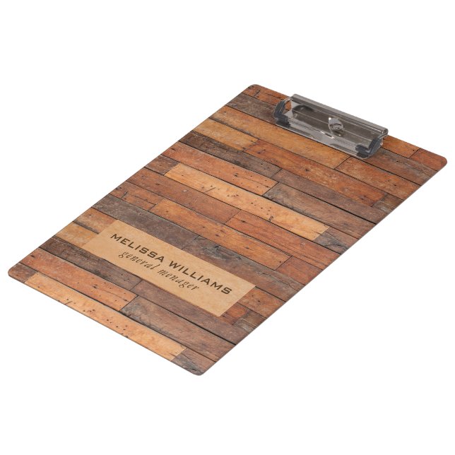 Porte-bloc Planches en bois marron rustique vieilli (Incliné)