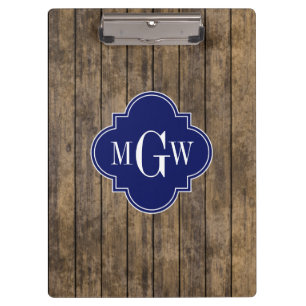 Porte-bloc Planches en bois rustique L #1 Quatrefeuilles Navy