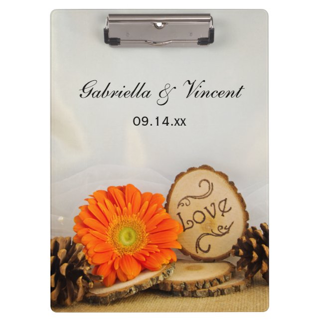 Porte-bloc Planification des Mariages de bois rustique Daisy (Devant)