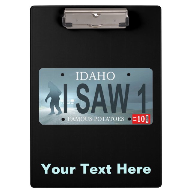 Porte-bloc Plaque de licence Idaho "I Saw 1" Sasquatch (Devant)