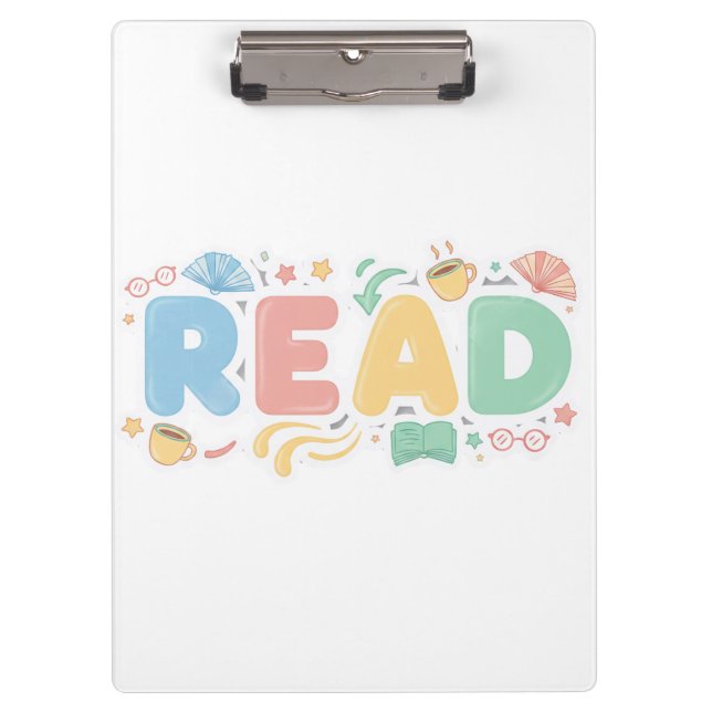 Porte-bloc Playful Pastel Bubble "READ" Sticker Style (Devant)
