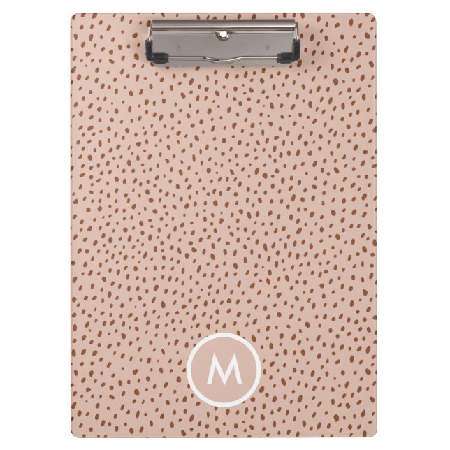Porte-bloc Points Brown Beige & Boho Terracotta Monogramme (Devant)