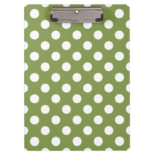 Porte-bloc Pois blancs sur vert olive (Devant)
