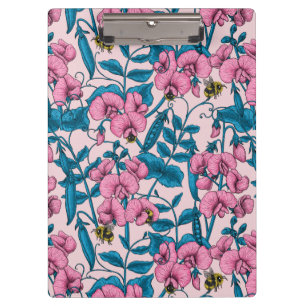 Porte-bloc Pois doux et bourdons, rose et bleu