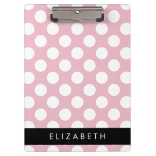Porte-bloc Pois roses, Motif Pointe Polka, Votre Nom