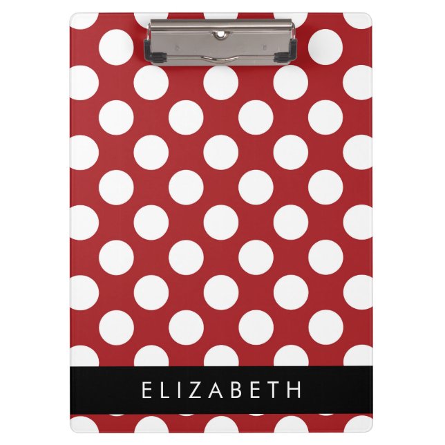 Porte-bloc Pois Rouges, Motif Polka Dot, Votre Nom (Devant)