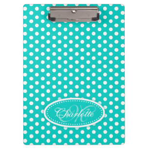 Porte-bloc Poka dot aqua ajoutez votre nom et votre porte - b