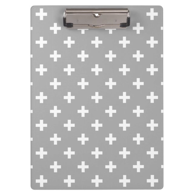 Porte-bloc Polka blanche croise sur gris (Devant)