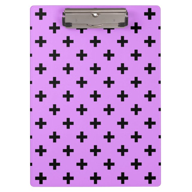 Porte-bloc Polka noire croise sur lilas (Devant)